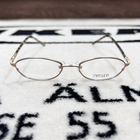 Matsuda M3007B Oval Engraved Antique Gold Frame Eyeglasses - Picture 1 of 10